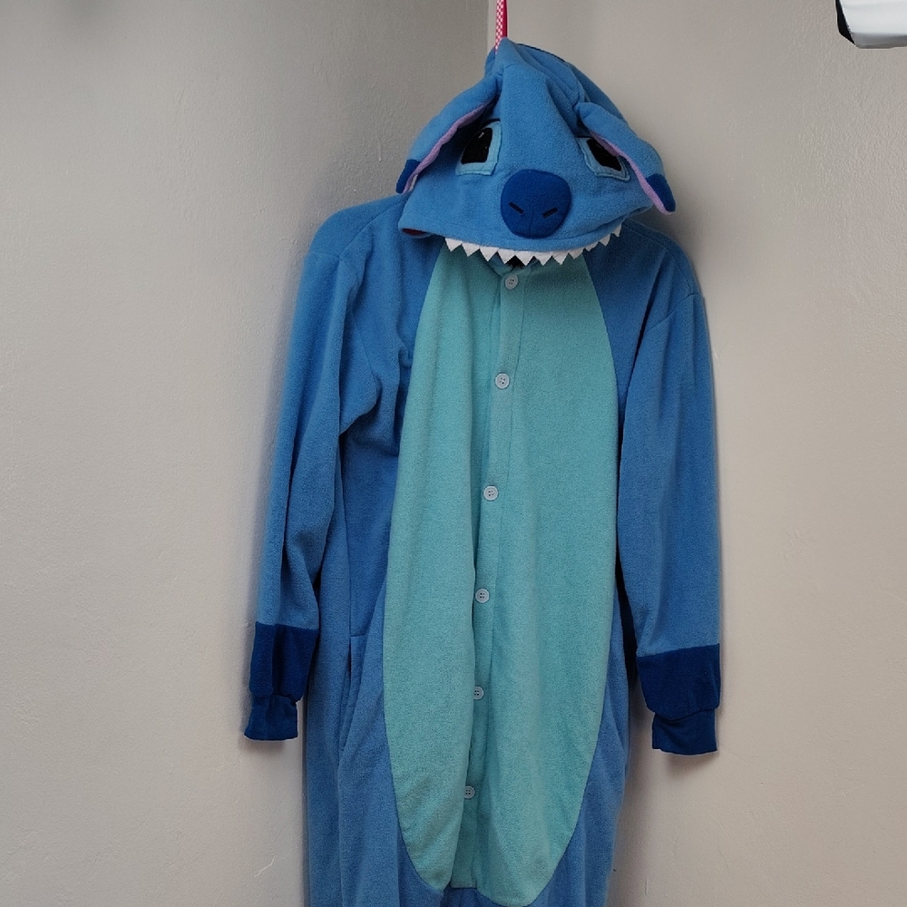 Hututu Lilo And Stitch Onesie Pajama Flannel With Hoodie Adult Unisex Small